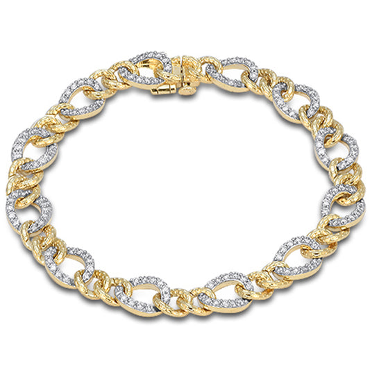 <span style="color:purple">SPECIAL!</span> 1.73ct G SI 14kt Yellow Gold Diamond Figaro Link Bracelet 7" Long