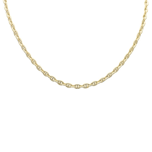 <span style="color:purple">SPECIAL!</span>3.45ct G SI 14K Yellow Gold Diamond Mariner Link Chain Necklace 22' Long