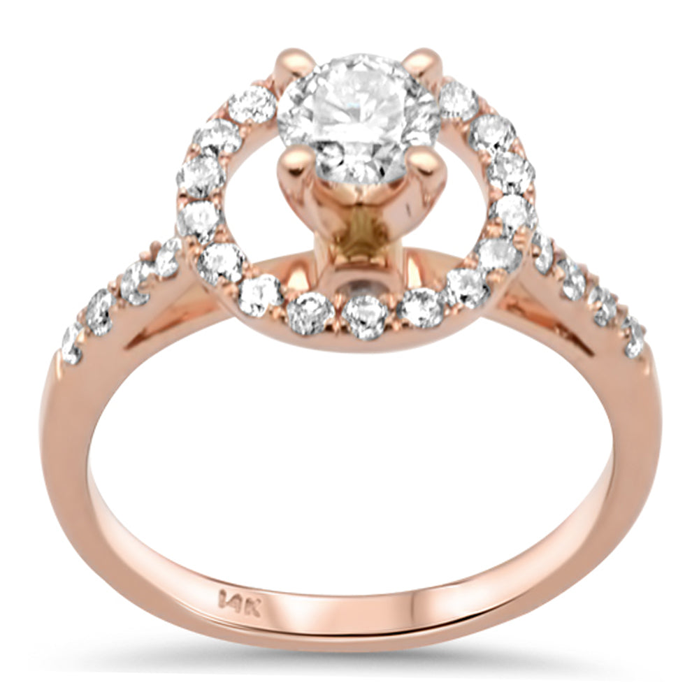 Falling Edge Pavé Diamond Halo Engagement Ring In 14K Rose Gold Falling Edge Pavé Diamond Halo Engagement Ring In 14K Rose Gold