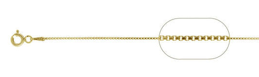 015-.8MM Yellow Gold Plated Box Chain .925 Solid Sterling Silver Available in 16"- 26" inches NEW