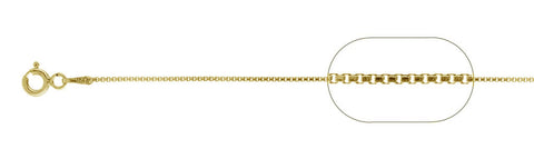 015-.8MM Yellow Gold Plated Box Chain .925  Solid Sterling Silver Available in 16"- 26" inches