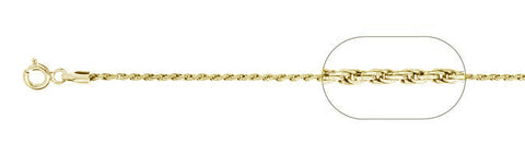 025-1.2MM Yellow Gold Plated Loose Rope Chain .925 Solid Sterling Silver Available in 16-22"