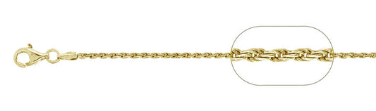 035-1.6MM Yellow Gold Plated Rope Chain .925 Solid Sterling Silver Available in 7"- 30 " inches NEW