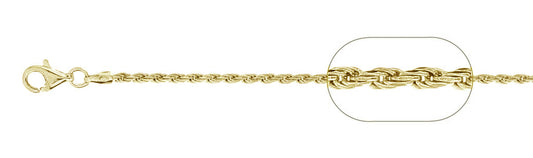 040-2MM Yellow Gold Plated Rope Chain .925 Solid Sterling Silver Available in 7"- 30 " inches NEW