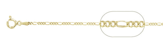 050-1.8MM Yellow Gold Plated Figaro Chain .925 Solid Sterling Silver Available in 7"- 26" inches NEW
