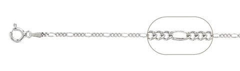 050-1.8MM Rhodium Plated Figaro Chain .925  Solid Sterling Silver Available in 16"- 26" inches
