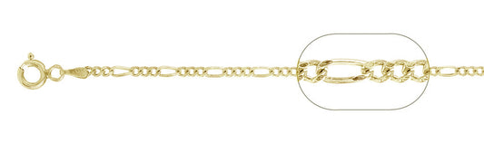 060-2.3MM Yellow Gold Plated Figaro Chain .925 Solid Sterling Silver Available in 16"-26" inches NEW