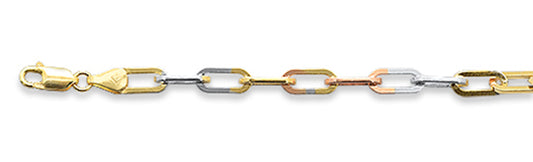 <span>CLOSEOUT 20% OFF! </span> 110 5.1MM Tri Color Square Forzatina .925 Solid Sterling Silver Sizes 8"-28" Inches NEW