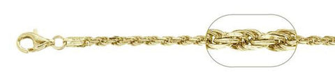 <span>CLOSEOUT 20% OFF! </span> 120-6MM Yellow Gold Plated Rope Chain .925 Solid Sterling Silver Sizes 8-30"