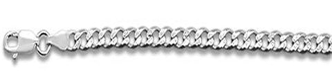 150-6MM Pave Curb Chain .925  Solid Sterling Silver Available in 8"- 30" inches