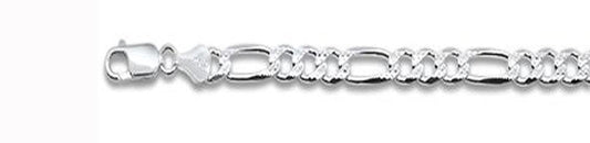 250-10MM Pave Figaro Chain .925 Solid Sterling Silver Available in 8"- 28" inches NEW