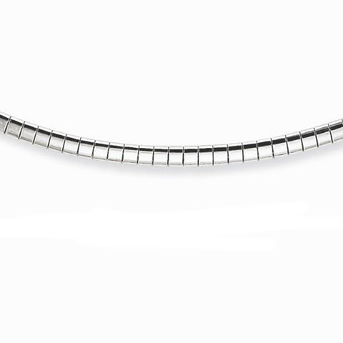 <span>CLOSEOUT 20% OFF! </span>2MM .925 Sterling Silver Omega Necklace Chain 16-18" Available