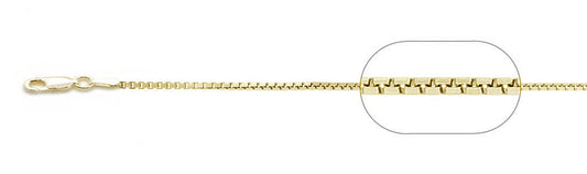 <span>CLOSEOUT 20% OFF! </span> 026-1.4MM Yellow Gold Box Plated Chain .925 Solid Sterling Silver Sizes 16-20" NEW