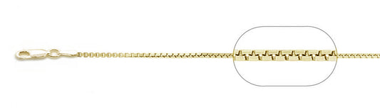 <span>CLOSEOUT 20% OFF! </span> 024-1.2MM Yellow Gold Box Plated Chain .925 Solid Sterling Silver Sizes 16-20" NEW
