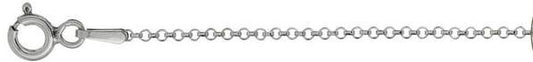 016-1.4MM Rhodium Plated Rolo Chain .925 Solid Sterling Silver Available in 16"- 22" inches NEW