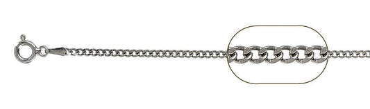050-1.7MM Rhodium Plated Sterling Silver Curb Chain Made in Italy Available in 16"- 20" inches NEW