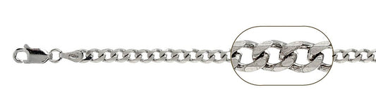 100-4MM Rhodium Plated Curb Chain .925 Solid Sterling Silver Available in 7"- 28" inches NEW