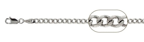 100-4MM Rhodium Plated Curb Chain .925 Solid Sterling Silver Available in 7"- 28" inches