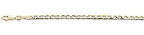 080-3MM Yellow Gold Plated Pave Curb Chain .925  Solid Sterling Silver Available in 7"- 30" inches