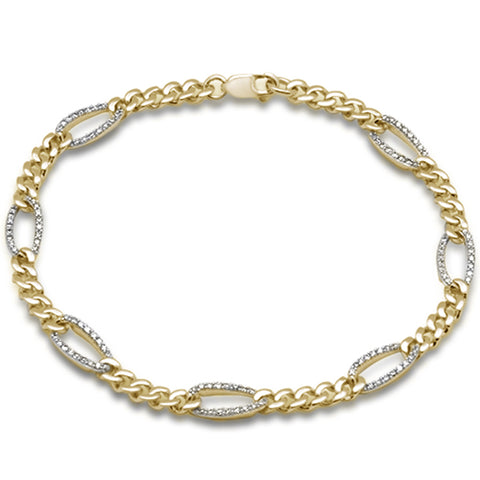 <span style="color:purple">SPECIAL!</span> .50ct G SI 14K Yellow Gold Diamond Figaro Bracelet 7" Long