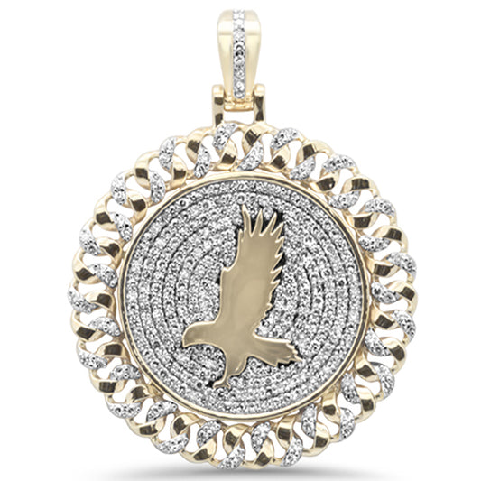 <span>DIAMOND CLOSEOUT! </span> 2.05ct G SI 10K Yellow Gold Diamond Hip Hop Custom Eagle Iced Out Curb Link Medallion Pendant