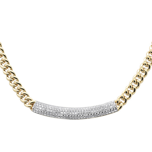 <span style="color:purple">SPECIAL!</span> 2.42ct G SI 14K Yellow Gold Diamond Curb Pendant Necklace 16"