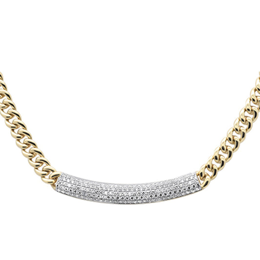 <span style="color:purple">SPECIAL!</span>2.18ct G SI 14K Yellow Gold Diamond Curb Pendant Necklace 16"