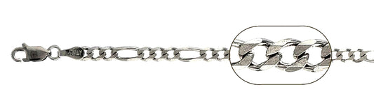 100-4MM Rhodium Finished Figaro .925 Sterling Silver Chain 7"-36" Available NEW