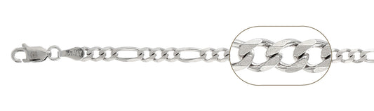 100 4MM Figaro Chain .925 Solid Sterling Silver Size 30"