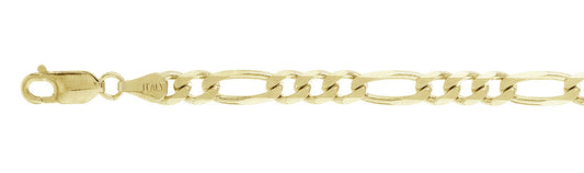 150-6.2MM Yellow Gold Plated Figaro Chain .925 Solid Sterling Silver Available in 7"-30" inches NEW