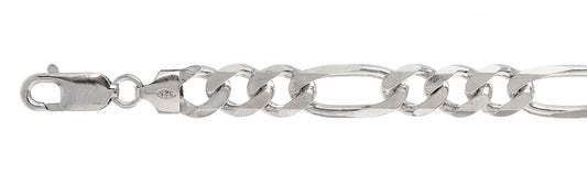 220 9MM Figaro Chain .925 Solid Sterling Silver Size 34"