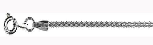 2.5MM Rhodium Plated Popcorn Chain Made in Italy .925 Sterling Silver Sizes 16-20" NEW