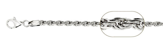 070-3.5MM Rhodium Plated Rope Chain .925 Solid Sterling Silver Available in 9"-28" inches NEW
