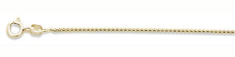 019-1MM Yellow Gold Plated Round Box Chain .925  Solid Sterling Silver Sizes 16-20"