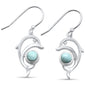 Natural Larimar Dolphin .925 Sterling Silver Drop Dangle Earrings