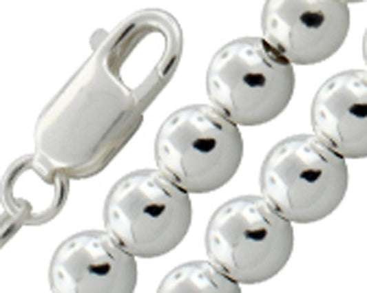 <span>CLOSEOUT 20% OFF! </span>6MM Ball Bead Chain .925 Solid Sterling Silver Sizes 7-8" and 16-20"