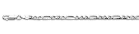 080-3MM Pave Figaro Chain .925  Solid Sterling Silver Available in 7"- 30" inches