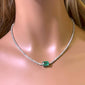 <span style="color:purple">SPECIAL!</span>4.64ct G SI 14K Yellow Gold Diamond & Emerald Gemstone Tennis Necklace 16" Long