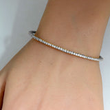 .99ct G SI 14K White Gold Round Diamond Flexible Tennis Bangle Bracelet