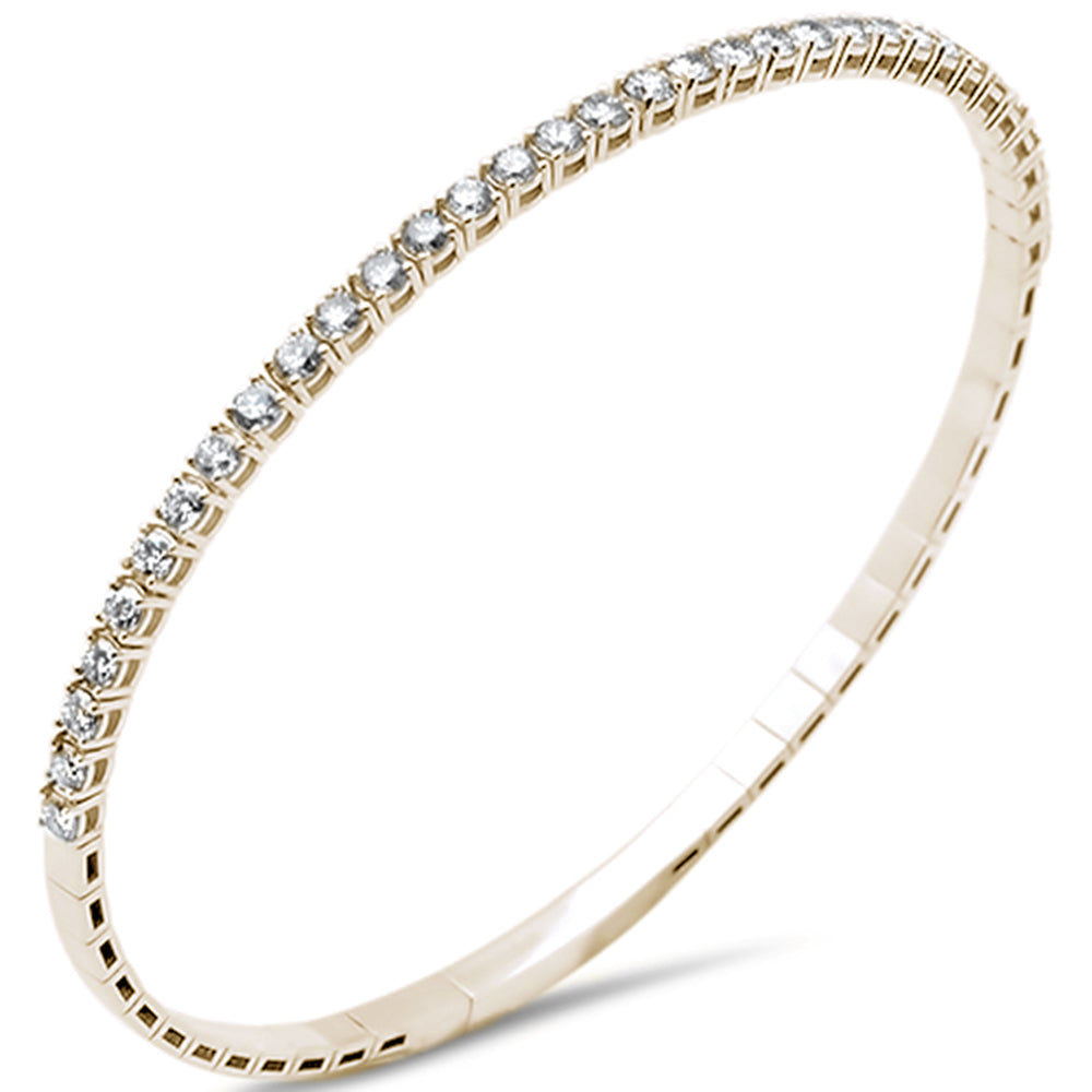 3.03ct G SI 14K Yellow Gold Round Diamond Flexible Bangle Bracelet