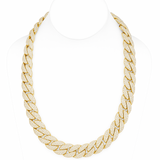<span>DIAMOND CLOSEOUT! </span> 18mm 34.95ct G SI 14K Yellow Gold Diamond Cuban Link Chain 22"