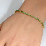 2.17ct 14K Yellow Gold Natural Emerald Tennis Bracelet 7"