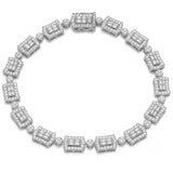 4.12ct G SI 14kt White Gold Round & Baguette Diamond Bracelet 8.5" Long