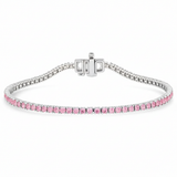 <span style="color:purple">SPECIAL!</span> 3.47ct G SI 14kt White Gold Pink Sapphire Tennis Bracelet 7" Long