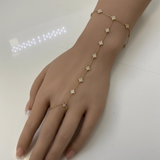 .67ct G SI 14kt Yellow Gold Diamond Bracelet & Ring Hand Chain 7+3" Long