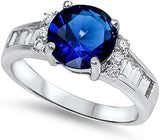 <span>¡LIQUIDACIÓN!</span>Anillo de compromiso de zafiro azul y circonita cúbica de plata esterlina .925