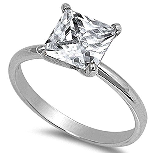 <span>¡LIQUIDACIÓN!</span> Anillo de compromiso de moda con corte princesa de 3 quilates de plata de ley .925
