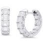 <span style="color:purple">SPECIAL!</span>3.00ct G SI 14K White Gold Emerald Cut Diamond Hoop Earrings