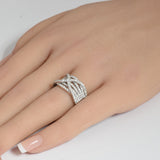 1.02ct 14k White Gold Diamond Statement Band Ring Size 6.5