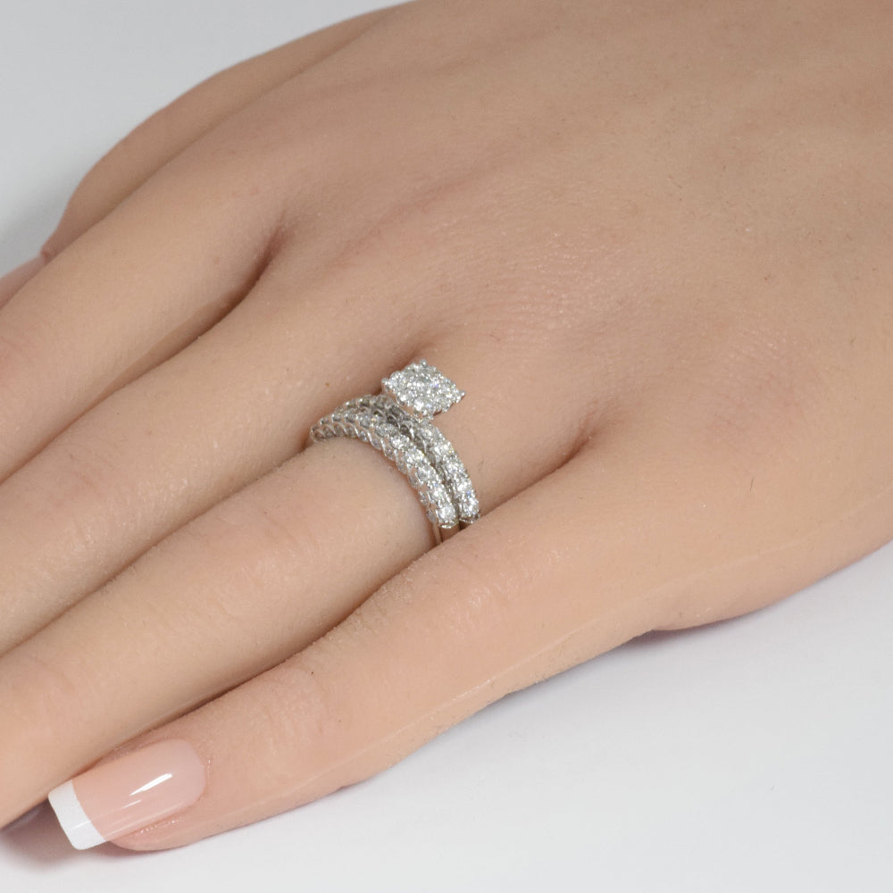 1.0ct 14k White Gold Round Diamond Engagement Ring Bridal Set Size 6.5